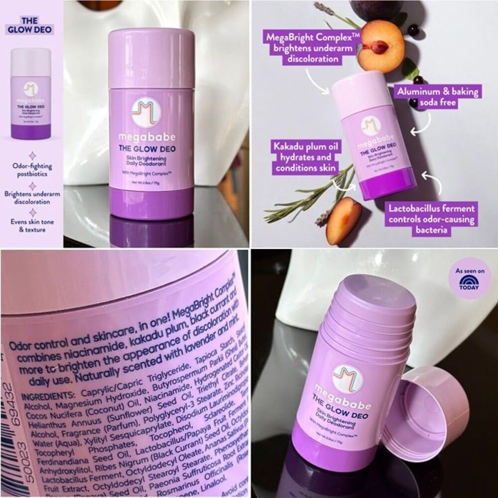 NEW Megababe The Glow Deo Lavender Mint Skin Brightening Daily Deodorant Natural